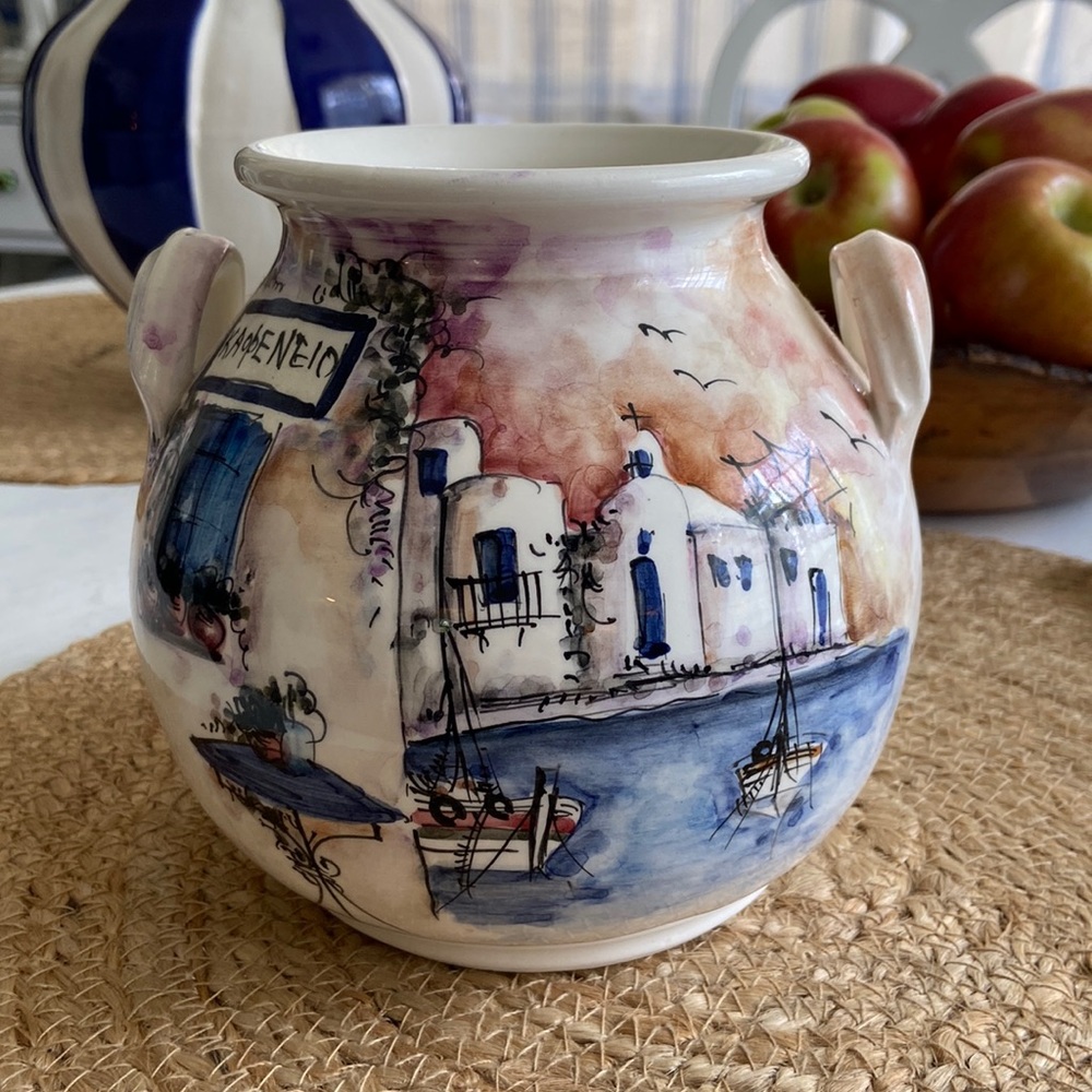 HP Rodos Greece Handmade Hand Painted Vase